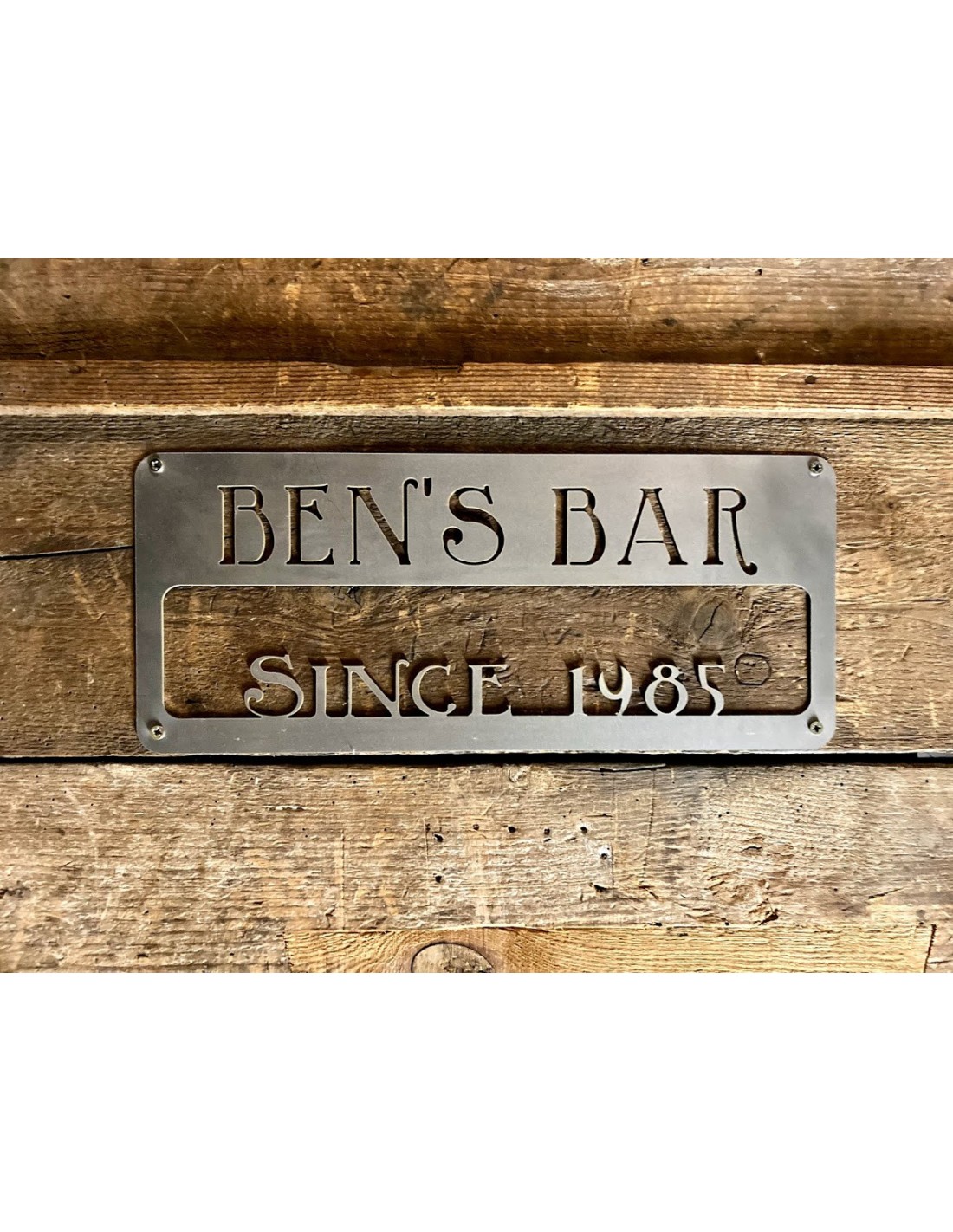 Plaque En Acier Brut Bens Bar Personnalisable 