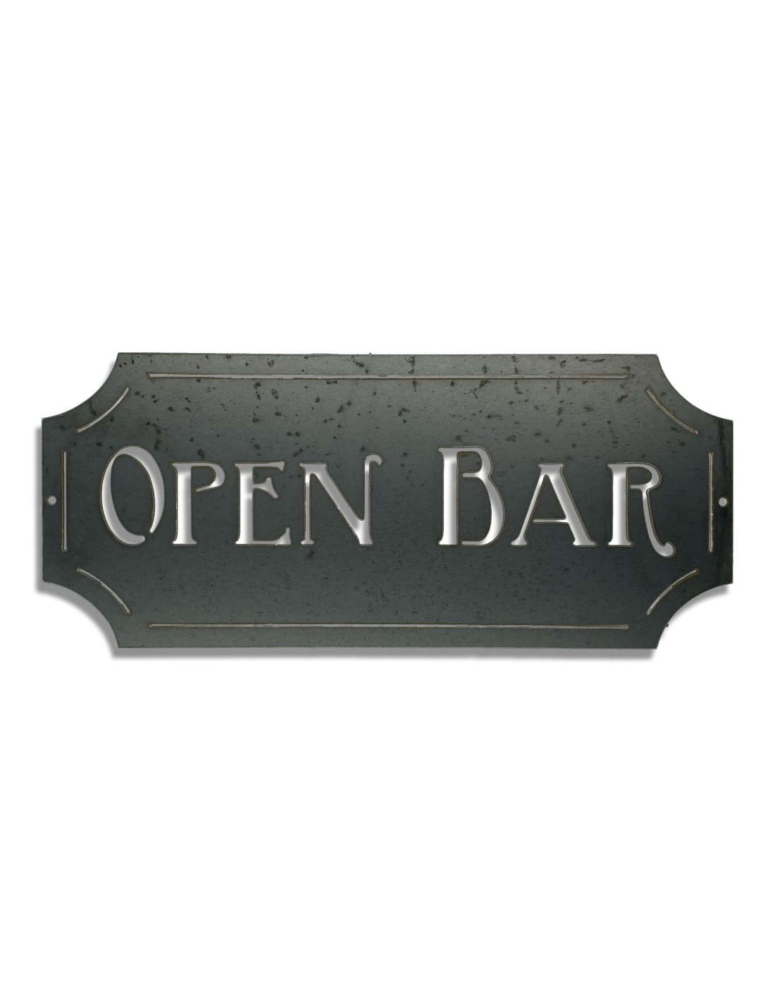 Plaque Décorative En Métal Brut Open Bar 